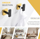 Angle Simple Bathroom Towel Hook 2 Pack, SUS 304 Stainless Steel Bath Robe Coat Holder Wall Mounted, Black & Gold by CozyNest Decor