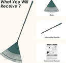 ORIENTOOLS Garden Leaf Rake, Garden Rakes for Lawns Leaves with 47-65" Adjustable Black Handle Rake, 26 Strong Tines Plastic Head Shrub Rake, Yard Garden Rake for Lawns, Flower Beds Leaves Cleaning by GreenHaven Gardens