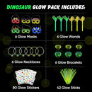 Dinosaur Party Favors Pack – Glow in the Dark Party Supplies | 6 Dinosaur Masks, 6 Bracelets, 6 Necklaces, 6 Wands, 42 Dino Glow Sticks & 80 Stickers | Birthday Classroom Halloween Trick or Treat by TinyTreasures Baby Boutique