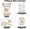 Custom Nursery Crib Bedding Set: Personalized Name 4 Piece Floral Leopard Design Baby Crib Sets for Girls - Toddler Double Layer Blanket Set, Comfortable Crib Bed Sheets for Baby Toddlers by TinyTreasures Baby Boutique