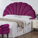 24KF Stunning Crown Design King Headboard, Upholstered Soft Velvet Petal Pattern Headboard King/CA King-Violet by CozyNest Decor