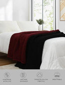 YnM Chunky Throw Blanket, Medium-Weight, Hand Knitted, Skin Friendly, Ventilated and Breathable, Machine Washable, Home Décor Piece for Couch, Sofa and Bed (Black, 60x80 Inch) by CozyNest Decor
