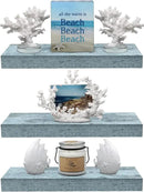 Sorbus Floating Shelves - 3 Pack 16 Inch Rustic Blue Wall Shelves for Bedroom, Kitchen, Living Room, Bathroom Shelves, Home Decor, Office - Floating Shelf for Trophies, Books, Frames, Toilet Paper by CozyNest Decor