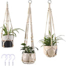 3-Pack Macrame Plant Hanger Indoor - Hanging Planter Basket for Indoor Outdoor - Decorative Boho Plant Holders Set with Beads - Ceiling Flower Pot Holder with 6 Hooks - 35"/30"/24" White by GreenHaven Gardens