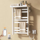 ENZE Heated Towel Rack with Shelf and Wi-Fi App Control, 8 Bars Electric Wall Mounted Towel Warmer with Timer & Adjustable Temperature, Low Carbon Steel, Plug-in/Hardwired, White by TinyTreasures Baby Boutique