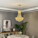 12 - Light Unique Empire Crystal Chandelier for Foyer Entryway Living Room Dining Room Bedroom Entryway Gold Finish by CozyNest Decor