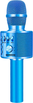 BONAOK Wireless Bluetooth Karaoke Microphone,3-in-1 Portable Handheld Karaoke Mic Speaker Machine Birthday Home Party for PC or All Smartphone (Q37 Blue) by TinyTreasures Baby Boutique