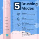 SEAGO Kids Electric Toothbrush, Sonic Soft Bristle Rechargeable Toothbrushes with DIY Stickers, 5 Modes, Includes 4 Replacement Brush Heads, Ages 3 to 12 Years Old (Pink) by TinyTreasures Baby Boutique