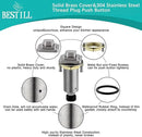 BESTILL Garbage Disposal Air Switch Kit, Square Raised Push Button Ideal for Long Nails, Cordless Sink Top Brass Switch for Food Waste Disposer, Brushed Nickel, Compatible with all Garbage Disposals by CozyNest Decor