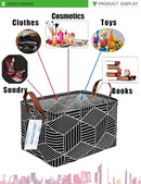 LANGYASHAN Rectangular Storage Bin Collapse Canvas Fabric Cartoon Storage Basket with Handles for Organizing Home Kitchen Boys and Girls Toys Office Closet Shelf Baskets (Black Diamond) by TinyTreasures Baby Boutique