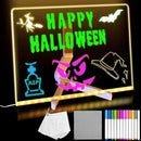 LED Acrylic Message Board, Light Up Acrylic Dry Erase Board 7.9x7.9” with Stand, LED Note Board with Colors for Kids, Glow Memo Message Writing Board with Light, Drawing Stencils Set Included by TinyTreasures Baby Boutique