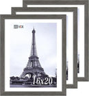 VCK 16x20 Picture Frames for Wall - 3 pack, Grey Natural Solid Wood Frame, Exclusive Wood Grain by CozyNest Decor