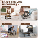 Step Stool for Adults,Holds up to 500Lb,3 in1 Heavy Duty Sturdy Two StepStools for Kichen/Bathroom/High beds, Wooden&Metal Frame, Non-Slip Pads by TinyTreasures Baby Boutique