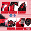 Costzon Ride on Car, Lamborghini Licensed 12V Battery Powered 4WD Sports Car with Remote Control, 3 Speeds, Hydraulic Doors, LED Lights, Towing Wheel, Horn, Music, Electric Vehicle for Kids Aged 3-8 by TinyTreasures Baby Boutique