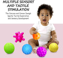 Baby Textured Multi Sensory Toys Massage Ball Gift Set BPA Free for Toddlers 1-3 Soft Balls Montessori Infant Baby Toys 6 to 12 Months 6 Pack by TinyTreasures Baby Boutique