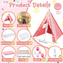 Windyun 4 Pack Kids Teepee Tent for Slumber Party with Mattress and Lights, Sleepover Tents for Girls Boys Indoor Outdoor Cotton Teepee for Kids with Airbed Tray Blanket Birthday Party Supplies(Pink) by TinyTreasures Baby Boutique