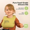 KeaBabies 2-Pack Silicone Baby Bibs for Eating - Sturdy Food-Grade Silicone Bibs for Babies Girl, Boy, Large Food Catcher, Clean & Put On Easily, Waterproof Toddler Feeding Essentials (Olives) by TinyTreasures Baby Boutique