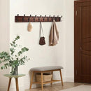 38.6'' Large Coat Rack Wall Mount Coat Hooks Coat Hanger with 10 Metal Black Triple- Hooks Brown Pine Real Wood Plank Hat Rack for Wall Hooks for Hanging Coat Hat Jacket by CozyNest Decor