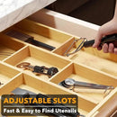 SpaceAid Bamboo Utensil Drawer Organizer with Labels, Kitchen Silverware Expandable Tray Holder Organizer for Flatware, Cutlery, Spoon and Knives Drawer Storage Organization (Natural) by CozyNest Decor