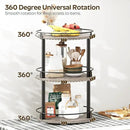 3-Tier Lazy Susan Organizer, Rotating Spice Rack, Spinning Organizer, Industrial Turntable Spice Rack Organizer for Cabinet, Kitchen Countertop, Greige and Black SR23BG by CozyNest Decor
