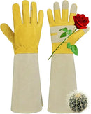 HANDLANDY Rose Pruning Gardening Gloves for Men Women, Thorn Proof Forearm Protection Leather Garden Gloves, Gardening Gifts for Gardeners (Yellow- goatskin, Medium (Pack of 1)) by GreenHaven Gardens