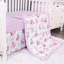 Belsden Floral 3 Piece Crib Bedding Set for Baby Boys Girls, Classic Nursery Bedding Essential Including Comforter, Crib Sheet and Crib Skirt, Ultra Soft Cozy, Floral Purple by TinyTreasures Baby Boutique