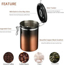 malmo Coffee Canister, Airtight Coffee Container with Date Tracker Lid, Stainless Steel Canister for Kitchen Food Storage (Black-Copper, 12oz) by CozyNest Decor