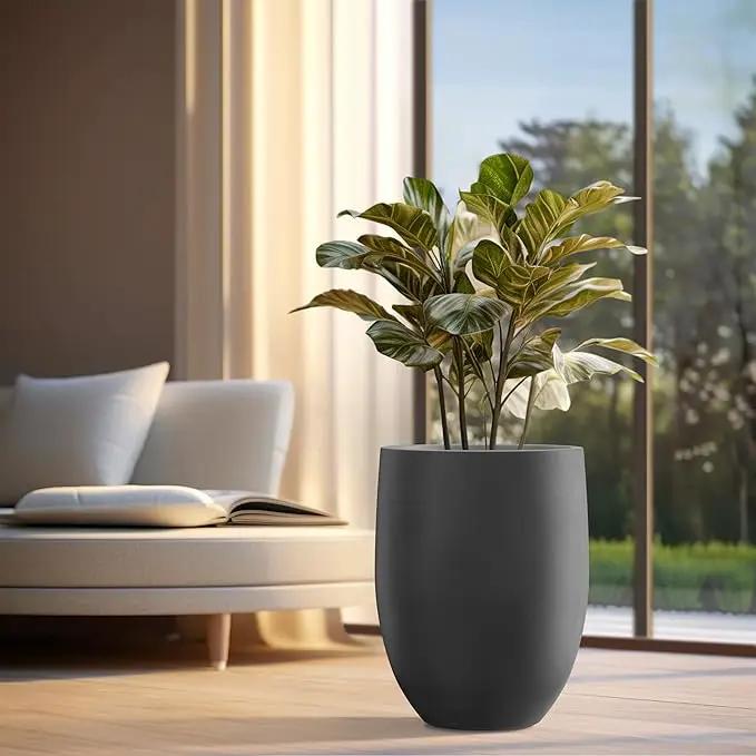 Kante 21.7" H Burnished Black Tall Planter, Large Outdoor Indoor Decorative Pot with Drainage Hole and Rubber Plug, Modern Round Taper Style for Home and Patio, photo 3 of 8