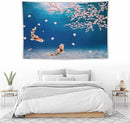 Japanese Koi Fish Tapestry, Cherry Blossoms Asian Oriental Blue Floral Branch Koi Fish Carp Tapestries Wall Hanging for Bedroom Living Room Office Decor 90"x60" by CozyNest Decor