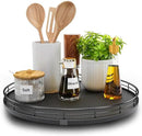13" Lazy Susan Turntable Organizer for Table Top, Round Wooden Lazy Susan for Cabinet Kitchen Decor Centerpieces Coffee Table, Storage Condiments Spices, Bathroom Vanity Tray for Soap, Black by CozyNest Decor