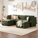 mopio Oversized Modular Sectional Sofa with Fully Removable Covers and Storage, Convertible U, L-Shaped and Sleeper Sectional, Modern Couches with Ottoman Chaise (Olive Green Velvet, 5 Seats, U) by CozyNest Decor