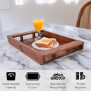 Acacia Wood Serving Tray with Handles – 15x10x2 Inch Decorative Tray for Breakfast in Bed, Dinner, Appetizers, Coffee Table, BBQ, Patio & Party – Perfect for Lap & Couch Use by CozyNest Decor