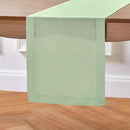 Solino Home Linen Table Runner 120 Inches Long - 100% Pure Linen Light Green Table Runner 14 x 120 Inch - Classic Hemstitch by CozyNest Decor