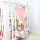 4-Piece Crib Bedding Set for Girls, Pink Baby Girl Bedding Set with Crib Skirt, Baby Quilt, Crib Sheet and Diaper Stacker, Daisy Flower by TinyTreasures Baby Boutique