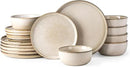 GBHOME Ceramic Dinnerware Sets for 6, 18 Pieces Stoneware Plates and Bowls Sets, Scratch Resistant Dishes, Dishwasher & Microwave Safe, Reactive Glaze-Cappuccino by CozyNest Decor