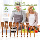 GUDAMAYE 11 PCE Wooden Spoons for Cooking, Wooden Kitchen Utensils Set,Wooden Cooking Utensils,Natural Teak Wooden Spoons For Non-stick Pan by CozyNest Decor