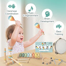 Baby Musical Instruments - Wooden Montessori Toys for Toddlers 1-3,Modern Boho Xylophone Includes Songbook with 13 Kids' Songs,Neutral Colors Wooden Percussion Instruments Set by TinyTreasures Baby Boutique