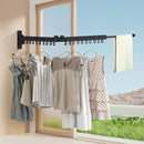 Bakala Clothes Drying Rack Foldable, Laundry Drying Rack Clothing Wall Mounted, Clothing Racks for Hanging Clothes, Heavy-duty Space Saving Hanger,Retractable,Expandable,Collapsible, 64" (Hooks,Black) by CozyNest Decor