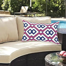 Alysheer Embroidered Lumbar Decorative Throw Pillow Cover 12"x 20", Classic Boho Geometric Embroidery Pattern Cotton Rectangular Cushion Case for Sofa Couch Living Room Bedroom(Blue Pink) by CozyNest Decor
