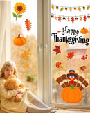 Thanksgiving Window Clings - 9 Sheets 114 Pcs Thanksgiving Decorations for Fall Autumn Harvest Home Party, Pumpkin Leaves Turkey Acorns Stickers for Glass, Double-Sided Static Window Decals by CozyNest Decor