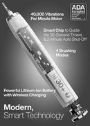 Aquasonic Vibe Series Ultra-Whitening Toothbrush – ADA Accepted Electric Toothbrush - 8 Brush Heads & Travel Case – 40,000 VPM Motor & Wireless Charging - 4 Modes w Smart Timer – Optic White by CozyNest Decor