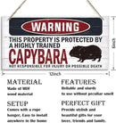 Warning Sign, Capybara Warning Wood Plaque Sign, Funny Door Signs, Decorative Wood Hanging Suspension Plaque, Farmhouse Wooden Wall Decor, Outdoor Hanging Wooden Signs by CozyNest Decor