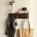 Entrance Coat Rack ，Coat Hooks, Wall-Mounted Wooden Hook Rack, Wall-Mounted Shelves are Very Suitable (Walnut Colored Finish-2) by CozyNest Decor