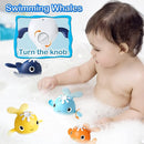 Magnet Fishing Game Bath Baby Toy for 1-3 4-8 Year Old Toddler Boys Girls,Gifts for Kid,Baby Bathtub Water Shower Pool Toys 18 Months+,4 Swimming Wind-up Whale&1 Fishing Pole&1 Net by TinyTreasures Baby Boutique