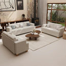 2 Pieces Corduroy Couch Set for Living Room, 5 Seats Cloud Sofa, Deep Seat Floor Couch for Bedroom, Futon Modern Sofa Bed, White Corduroy by CozyNest Decor