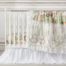 Brandream Crib Bedding Sets for Girls Garden Floral Nursery Set 3-Piece | Ruffled Baby Comforter, Crib Sheet and Tulle Lace Crib Bed Skirt, Green White by TinyTreasures Baby Boutique