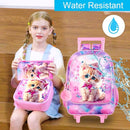 gxtvo Girls Rolling Backpack, Cute Cat Roller Wheels Kids Bookbag - Wheeled Elementary School Bag - 3PCS Cat by TinyTreasures Baby Boutique