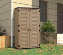 HOMSPARK Storage Shed Weather Resistance, Multi-Purpose Outdoor Storage Cabinet for Backyards and Patios, Horizontal Storage Shed for Lawnmower, Patio Accessories (Coffee, Tall - 53 cu.ft) by GreenHaven Gardens
