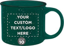 DISCOUNT PROMOS Custom Ceramic Campfire Coffee Mugs 13 oz. Set of 10, Personalized Bulk Pack - Perfect for Tea, Espresso, Cappuccino, Hot Cocoa - Green by TinyTreasures Baby Boutique
