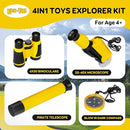 KON-TIKI 4-in-1 Kids Explorer Kit – 4x30 Binoculars with Compass, 20x–40x Handheld Microscope, 12x30 Telescope, Glow-in-The-Dark Compass – Outdoor Adventure & Nature Exploration Toy for Ages 4+ by TinyTreasures Baby Boutique
